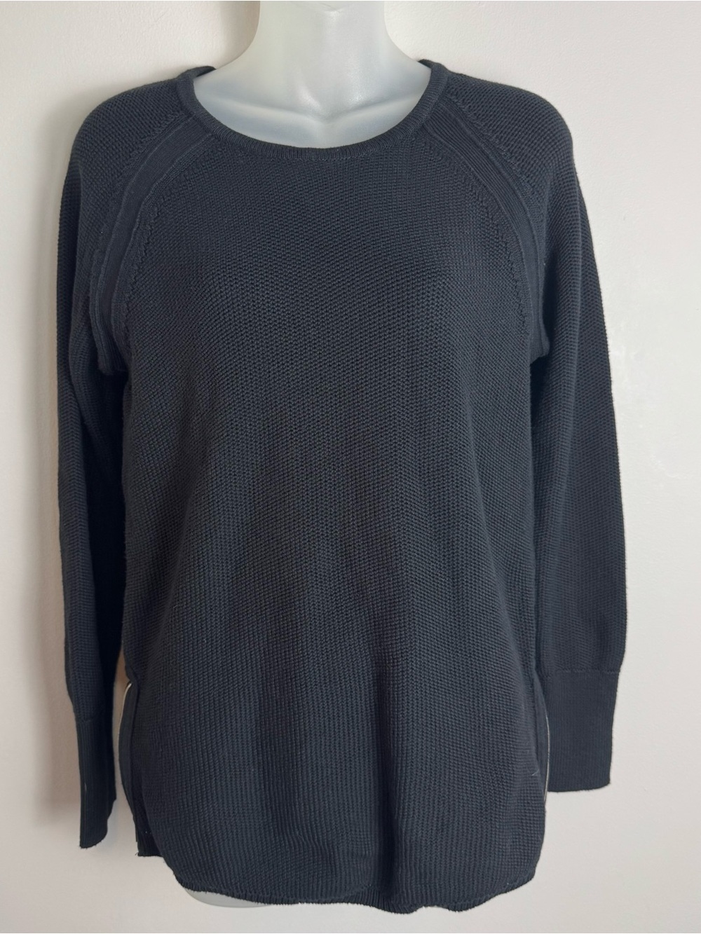 Athleta Black Knit Pullover Sweater With Size Zipper Details Size Medium